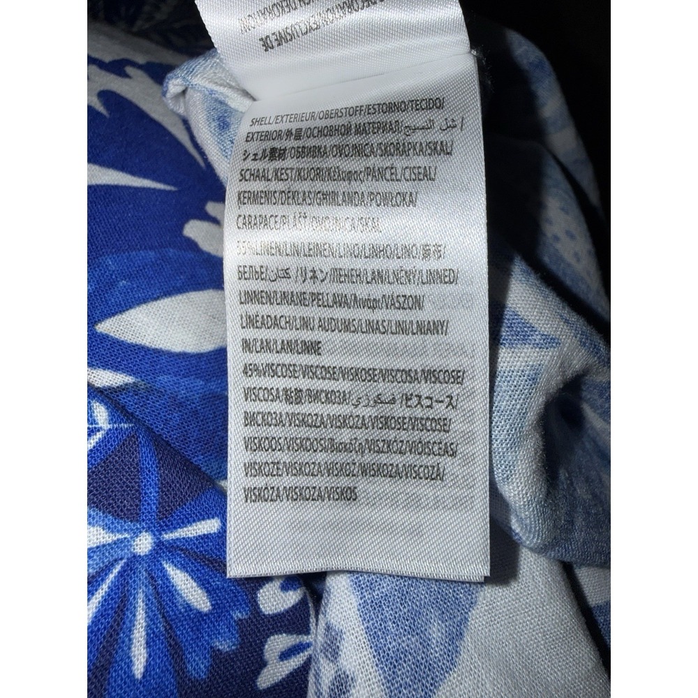 Farm Rio Flora Tapestry Blue White Linen-Blend Maxi Dress Size L Ballon Sleeve - Picture 14 of 16